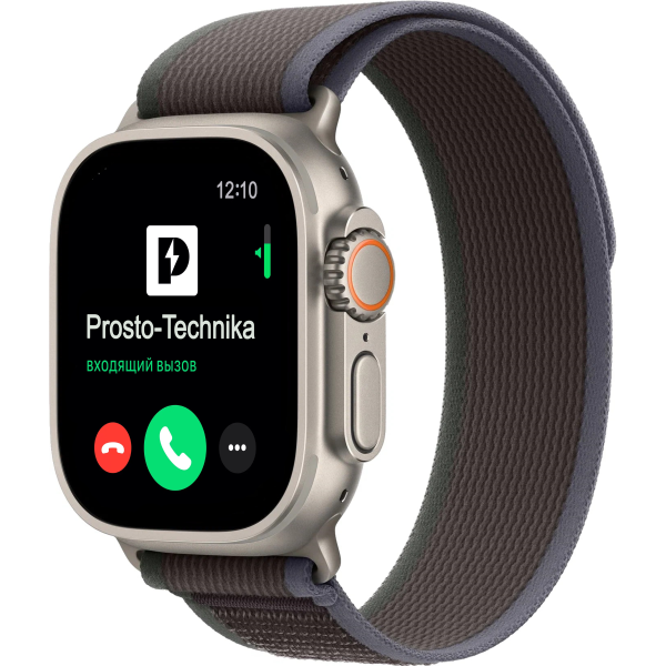 Часы Apple Watch Ultra 2, 49 мм, титан светлого цвета, ремешок Trail цвета «синий/чёрный» (2023) Size S/M