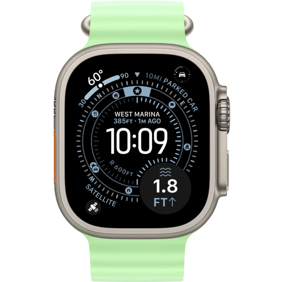 Умные часы Apple Watch Ultra 3 49mm Neon Green Natural Titanium Ocean Band  Умные часы Apple Watch Ultra 3 49mm Neon Green Natural Titanium Ocean Band