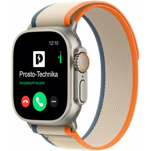 Часы Apple Watch Ultra 2, 49 мм, титан светлого цвета, ремешок Trail цвета «оранжевый/бежевый» (2023) Size S/M