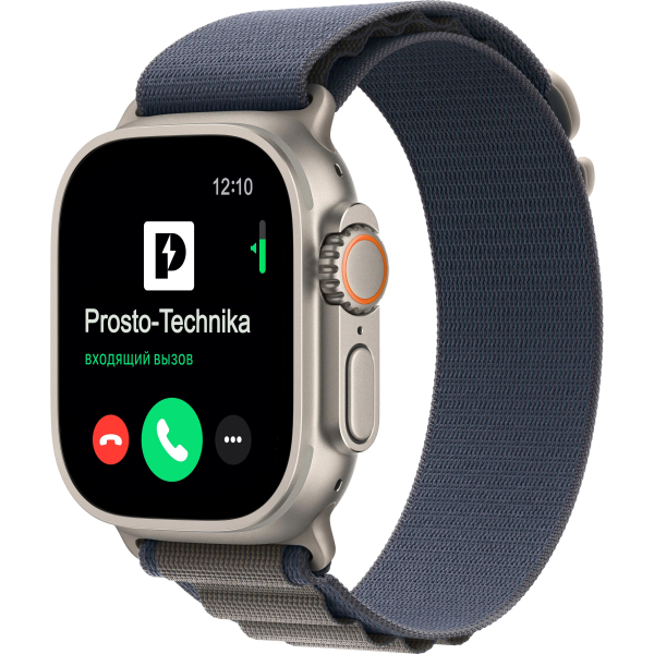 Часы Apple Watch Ultra 2, 49 мм, титан светлого цвета, ремешок Alpine синего цвета (2023) Size L