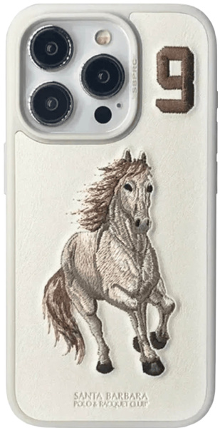 Чехол с вышивкой для Apple iPhone 15 PRO POLO SANTA BARBARA BORIS (белый)