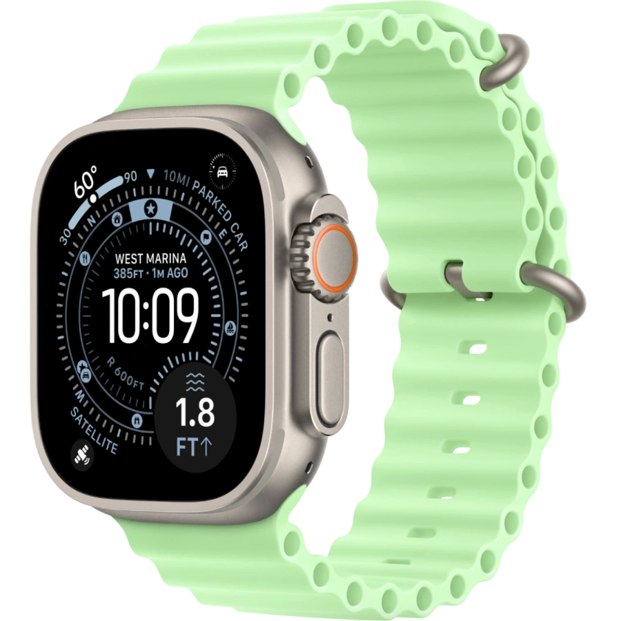 Умные часы Apple Watch Ultra 3 49mm Neon Green Natural Titanium Ocean Band  Умные часы Apple Watch Ultra 3 49mm Neon Green Natural Titanium Ocean Band