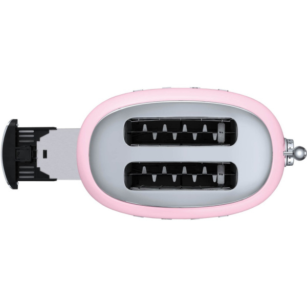 Тостер SMEG TSF01PKEU на 2 ломтика, розовый глянцевый; подогрев, размораживание, багель; 6 уровней поджаривания; съемный поддон для крошек