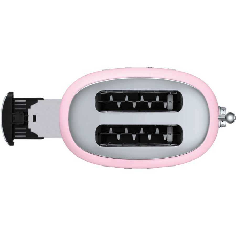 Тостер SMEG TSF01PKEU на 2 ломтика, розовый глянцевый; подогрев, размораживание, багель; 6 уровней поджаривания; съемный поддон для крошек